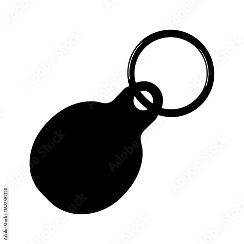 Black Silhouette of a Key Chain or Luggage Tag with Ring