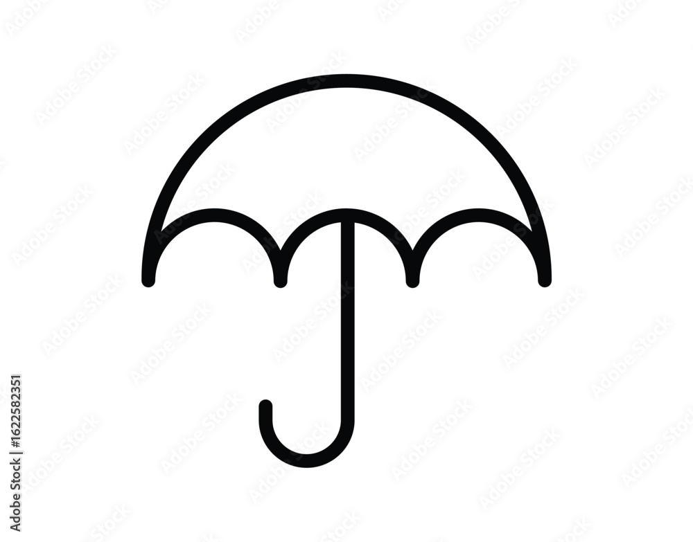 Simple Outline of Umbrella Design for Weather and Protection Concept Simple Outline of Umbrella Design for Weather and Protection Concept