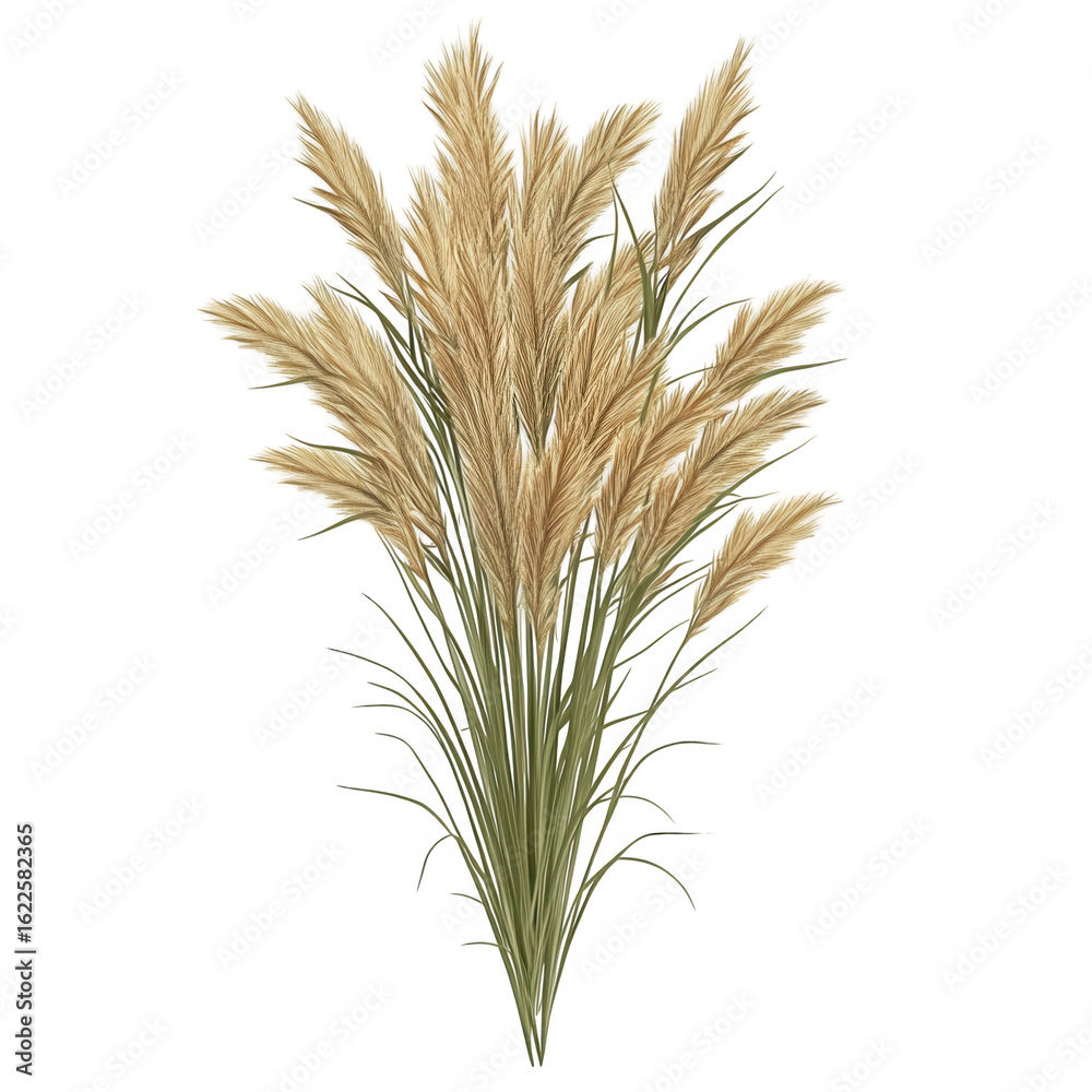 Fototapeta premium Beige pampas grass bunch, stylized