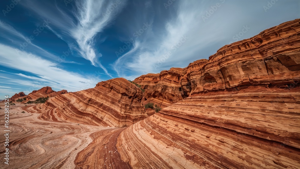 Naklejka premium Rock formations in the glowing desert park