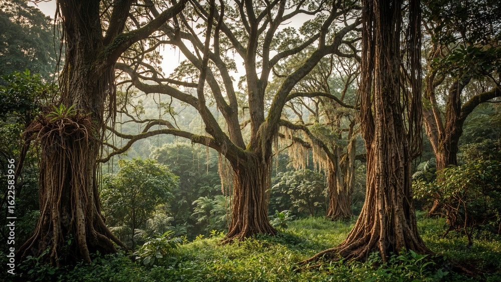 Fototapeta premium Rich green equatorial forest in the middle of Africa