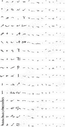 Byzantine Musical symbol Vector Set. Ancient Notation Illustrations Neumes. Chant Marks, Orthodox Church Music Manuscript Signs, Traditional Melody Icons for History, Culture, Education Religion Sheet