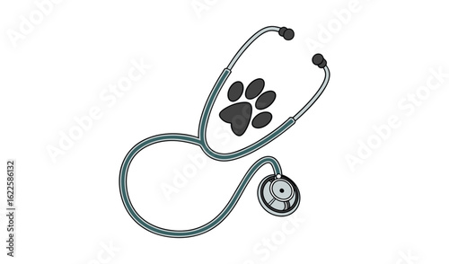 Veterinary stethoscope with paw print symbol for animal care and health