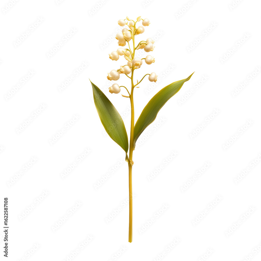 Naklejka premium Lily of the valley flower on black background with green leaves