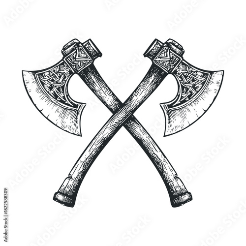 Crossed axes design for rustic decor and outdoor activities