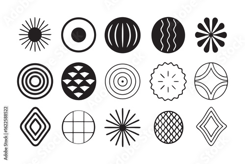 Collection of twenty four distinct abstract geometric designs