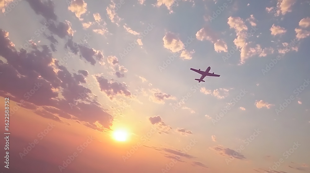 Obraz premium Airplane Sunset Flight Scenic View Cloudscape