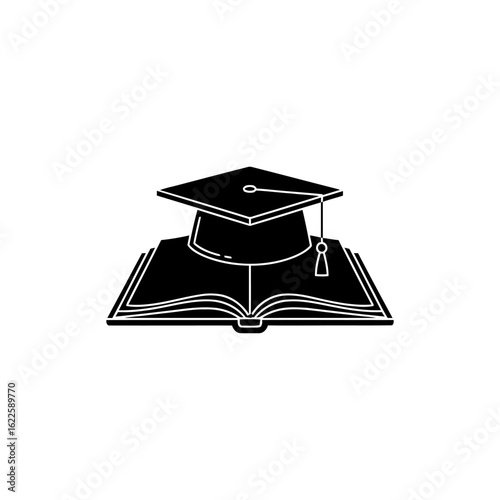 Graduation cap and diploma symbolize academic success and college education