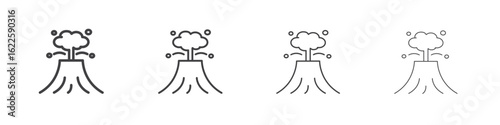 Volcano icon vector collection, illustration logo template in trendy thin line editable strokes style.