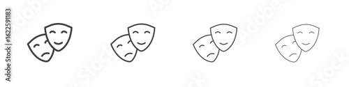Theater masks icon vector collection, illustration logo template in trendy thin line editable strokes style.