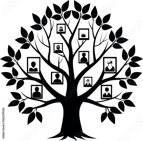 natural leafless family tree mixed frame layout silhouette design