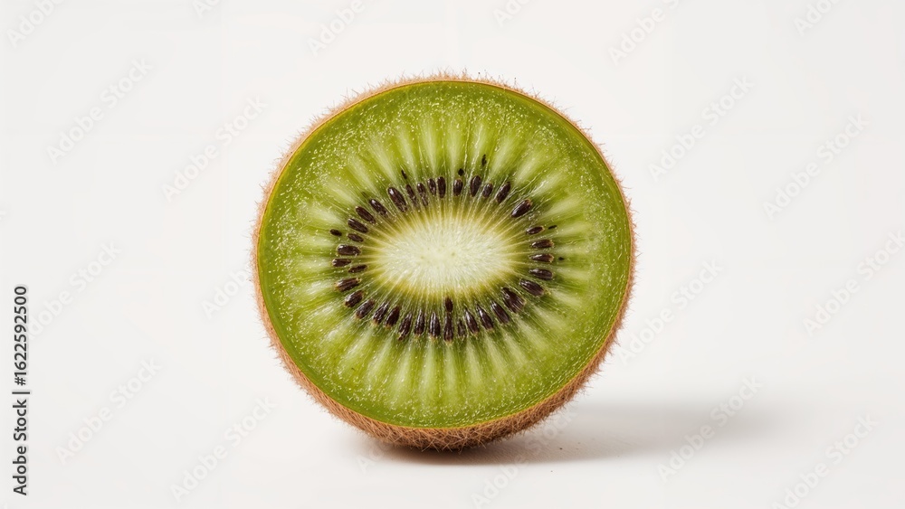 Freshly cut kiwi emphasizing organic and healthy vegetarian lifestyle on a white surface Freshly cut kiwi emphasizing organic and healthy vegetarian lifestyle on a white surface