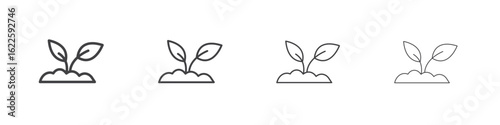 Seedling icon vector collection, illustration logo template in trendy thin line editable strokes style.