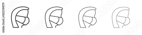 Person in mask icon vector collection, illustration logo template in trendy thin line editable strokes style.