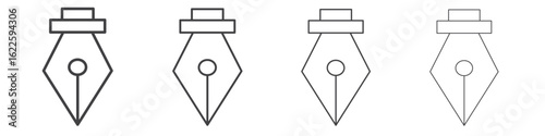 Pen nib icon vector collection, illustration logo template in trendy thin line editable strokes style.