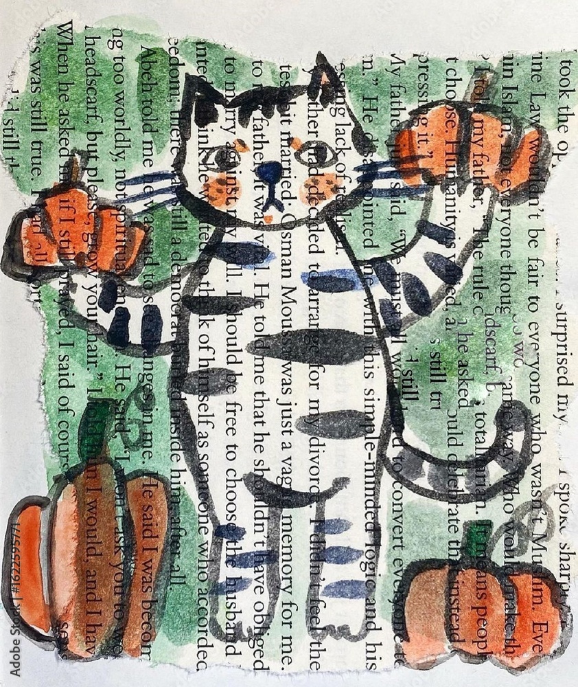 Obraz premium Smiling cat With Text 