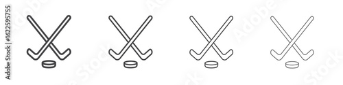 Hockey sticks icon vector collection, illustration logo template in trendy thin line editable strokes style.