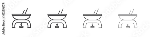 Fondue pot icon vector collection, illustration logo template in trendy thin line editable strokes style.