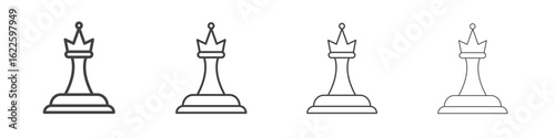 Chess queen icon vector collection, illustration logo template in trendy thin line editable strokes style.