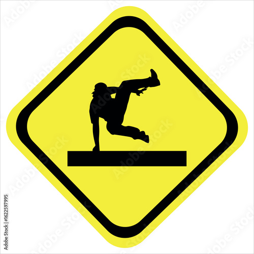 Men Stunt Yellow Sign Isloated On White Background