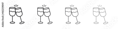 Champagne Glass icon vector collection, illustration logo template in trendy thin line editable strokes style.