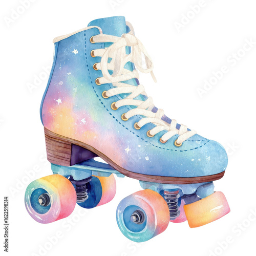 Rainbow roller skate art on transparent background