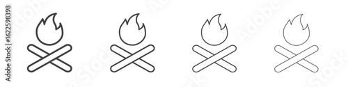 Campfire icon vector collection, illustration logo template in trendy thin line editable strokes style.