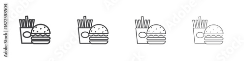 Burger Fries icon vector collection, illustration logo template in trendy thin line editable strokes style.