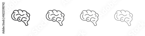 Brain icon vector collection, illustration logo template in trendy thin line editable strokes style.