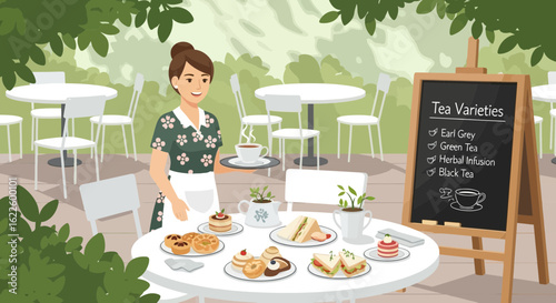 Charming Tea Room Offering Various Teas And Delicious Pastries