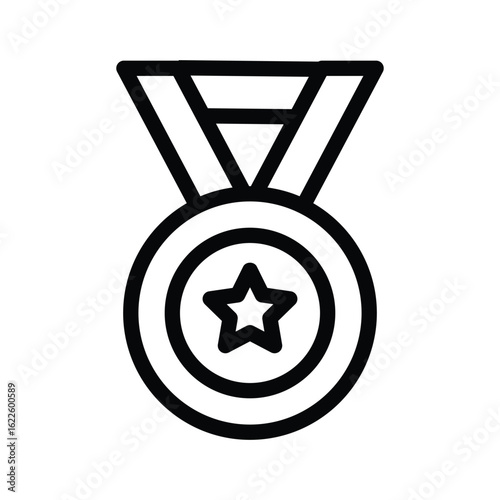 Star Medal Vector outline icon. Eps 10 file
