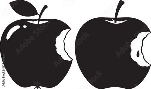 Two bitten apples silhouette