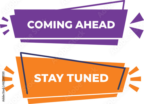 Dynamic purple and orange banners announcing upcoming events and promotions