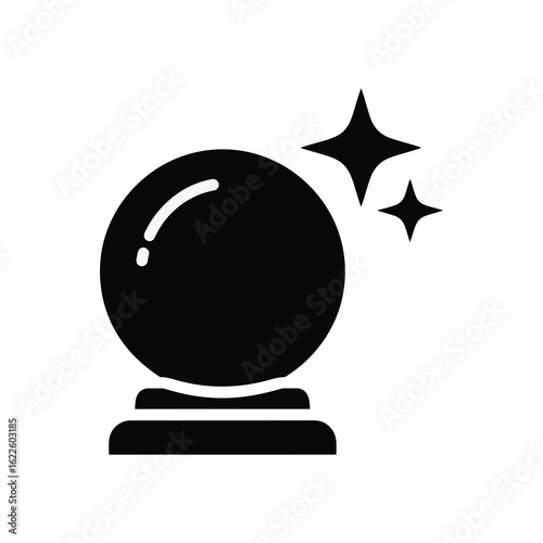 Vector art of crystal ball with stars, symbolizing fortune telling, magic, and the mystical isolated on white background