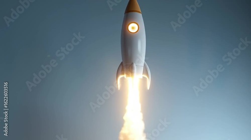 Laptop displays rocket launch animation