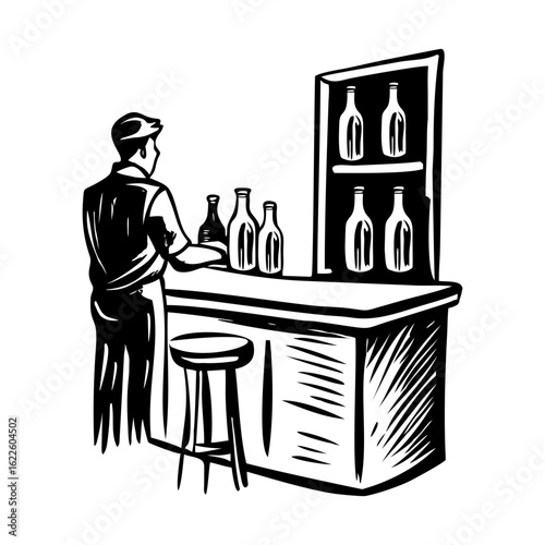 A glyph style illustration showing bar counter