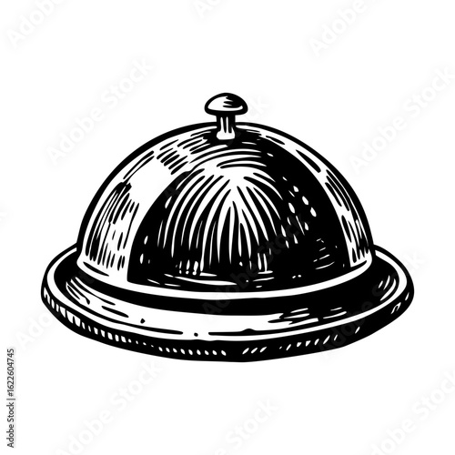 A sketchy style illustration representing food cloche