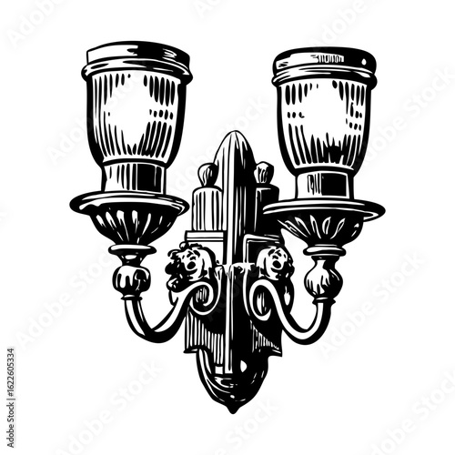 A sketchy style illustration representing wall sconce