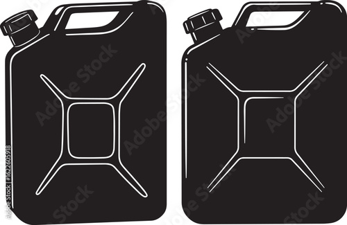 Two black jerry can containers silhouette