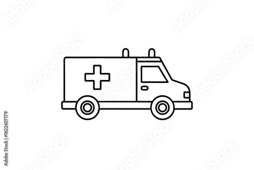 tiny ambulance side view icon with siren
