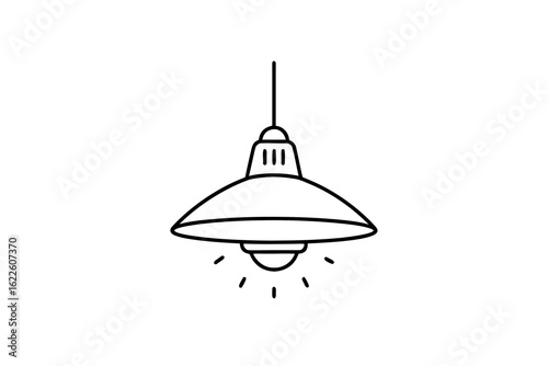 Pendant Light Fixture Icon Minimalist Outline Style