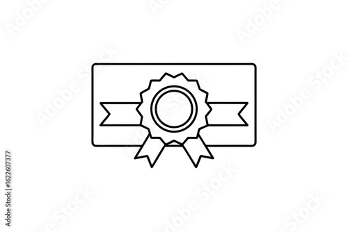 Certificate Ribbon Seal Icon Outline Badge Design