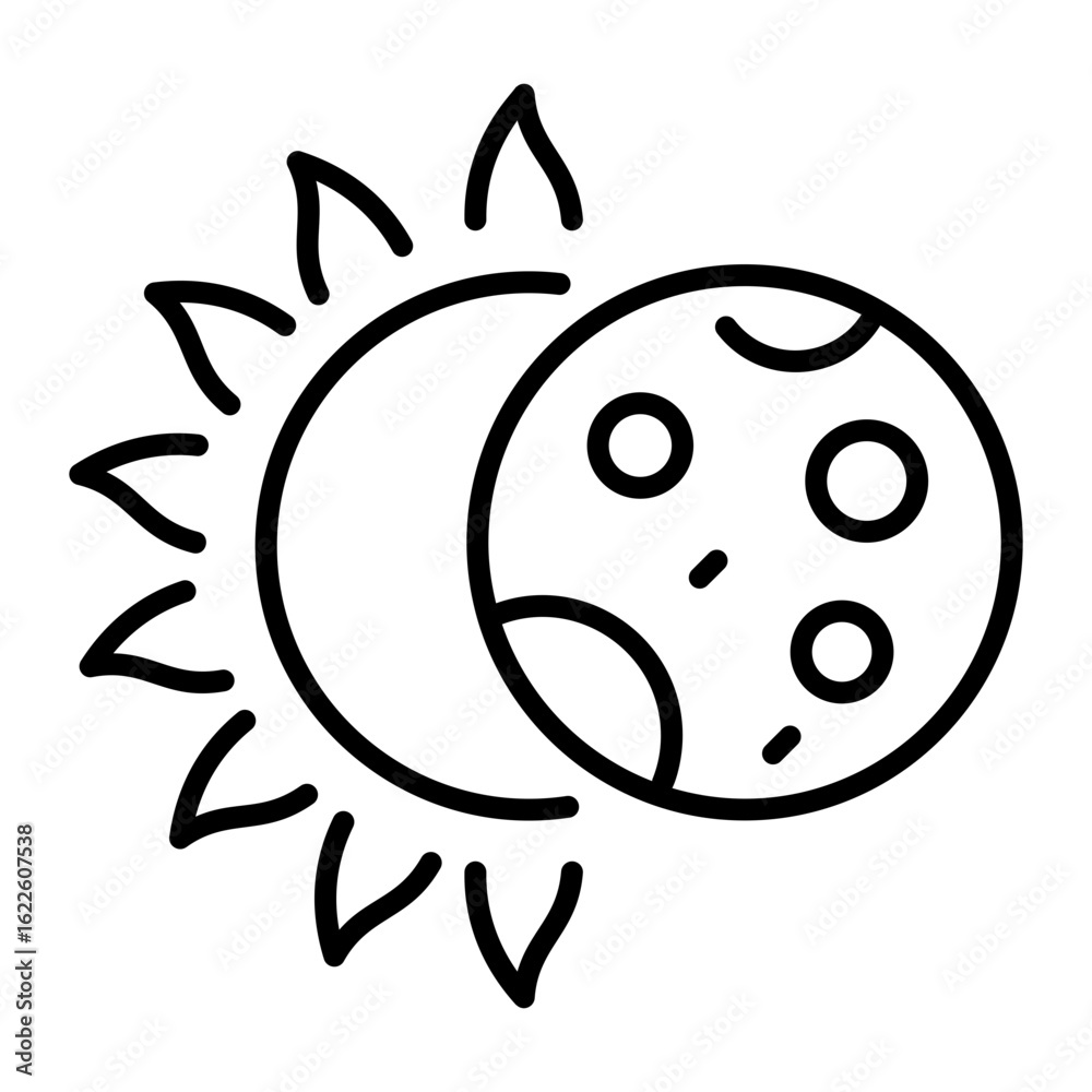 Obraz premium An outline style icon depicting solar eclipse