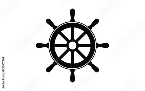 Classic black and white ship s wheel icon