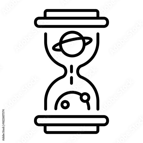 An outline style icon depicting cosmic hourglass