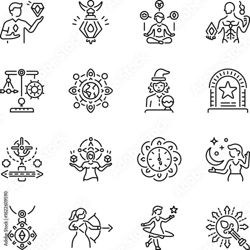 Set of Zodiac Symbols Line Style Icons

