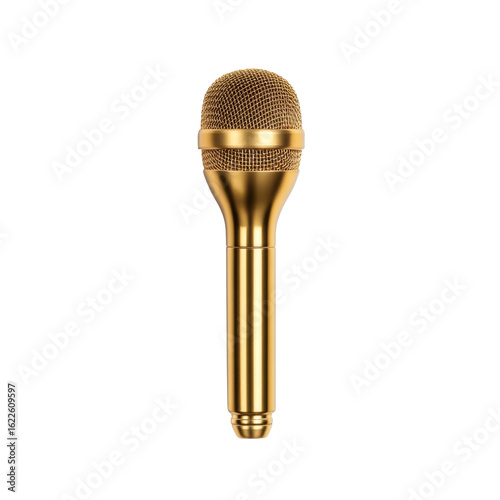Golden microphone against black background