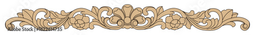 This ornate carved wooden border displays decorative floral and scroll patterns.