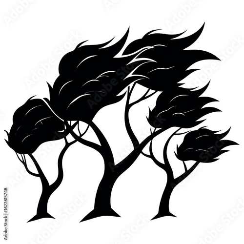 black trees blowing in the wind clip art preview