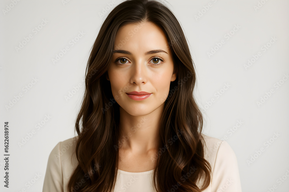 Beautiful Brunette Woman with Natural Makeup and Soft Lighting Beautiful Brunette Woman with Natural Makeup and Soft Lighting